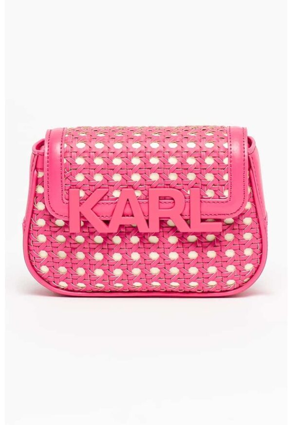 Geanta crossbody de piele ecologica cu insertii de piele K/Letters