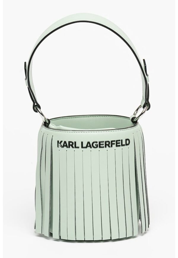 Geanta bucket de piele ecologica cu model cu franjuri K/Fringes