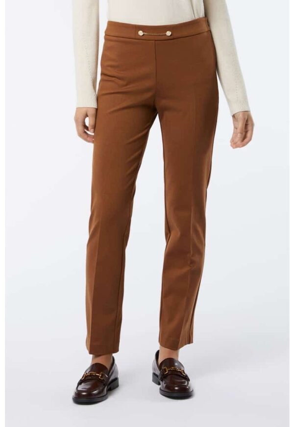 Pantaloni uni cu detaliu lant