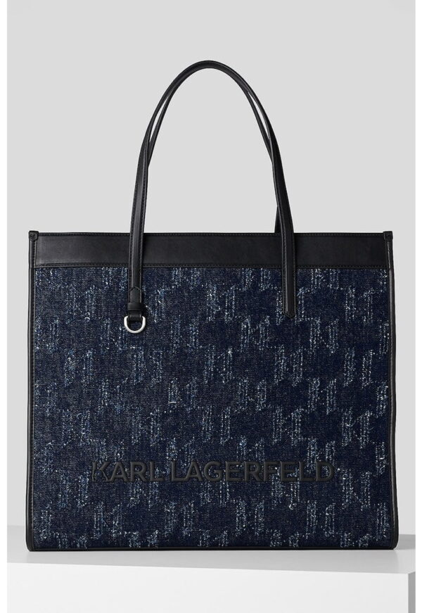 Geanta cu aspect din denim – bareta de umar si garnituri din piele ecologica