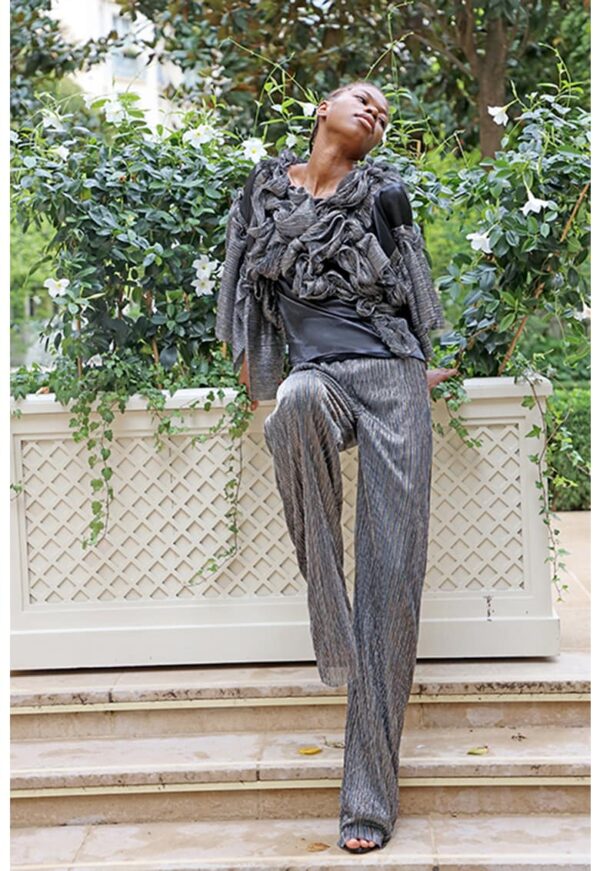 Pantaloni din lurex cu pliuri