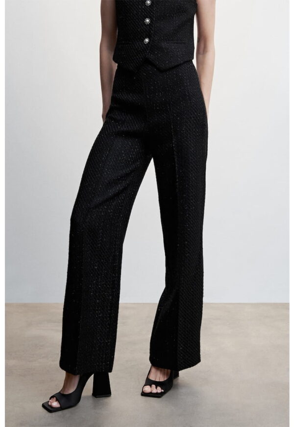 Pantaloni din tuid cu talie inalta Bling