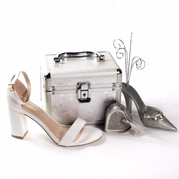 SANDALE CU TOC BOEMA PIELE ECOLOGICA ALB