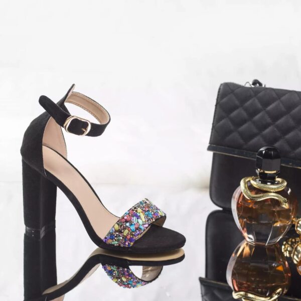 SANDALE CU TOC JULY PIELE ECOLOGICA INTOARSA NEGRU