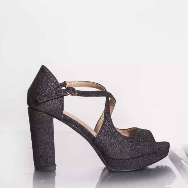 Sandale cu toc Lumy NEGRU GLITTER