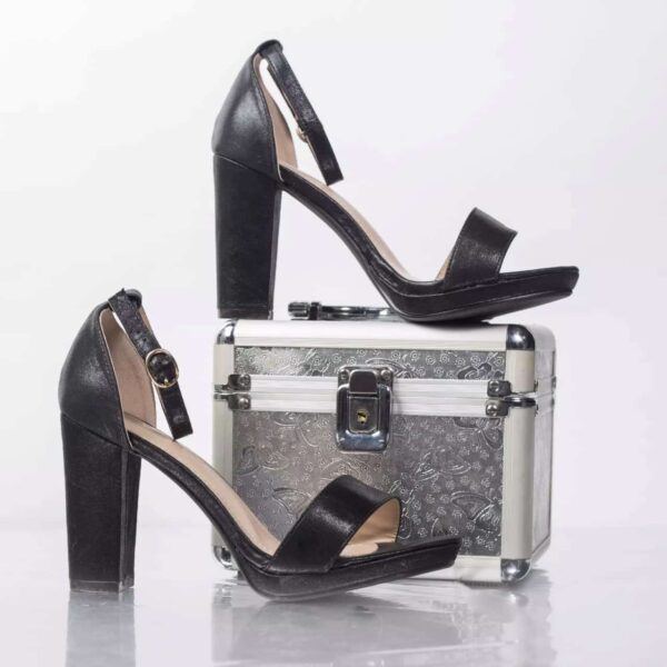 Sandale cu toc Ofelia NEGRU PIELE ECOLOGICA