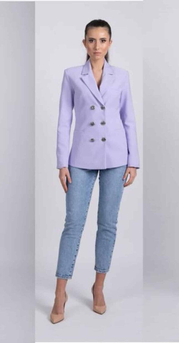 Sacou dama verde cambrat accesorizat cu nasturi metalici