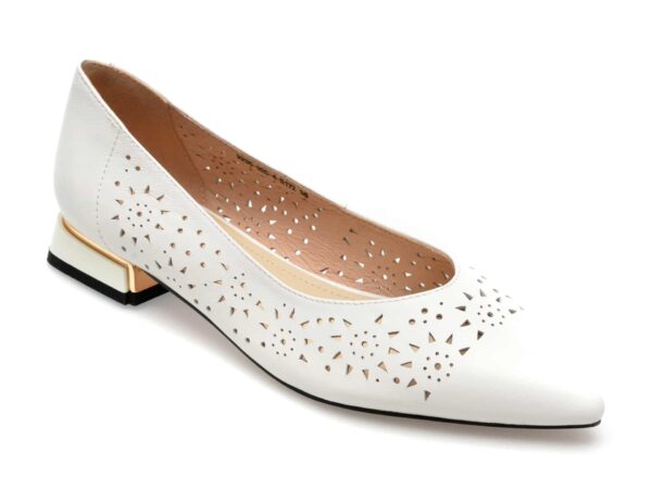Balerini IMAGE albi, 2235920, din piele naturala
