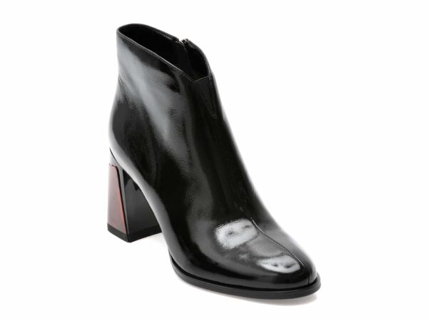 Botine EPICA negre, F800032, din piele naturala lacuita