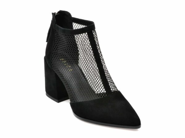 Botine EPICA negre, P6004, din material textil si piele intoarsa