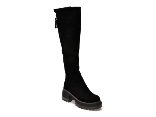 Cizme EPICA negre, QV00030, din piele intoarsa