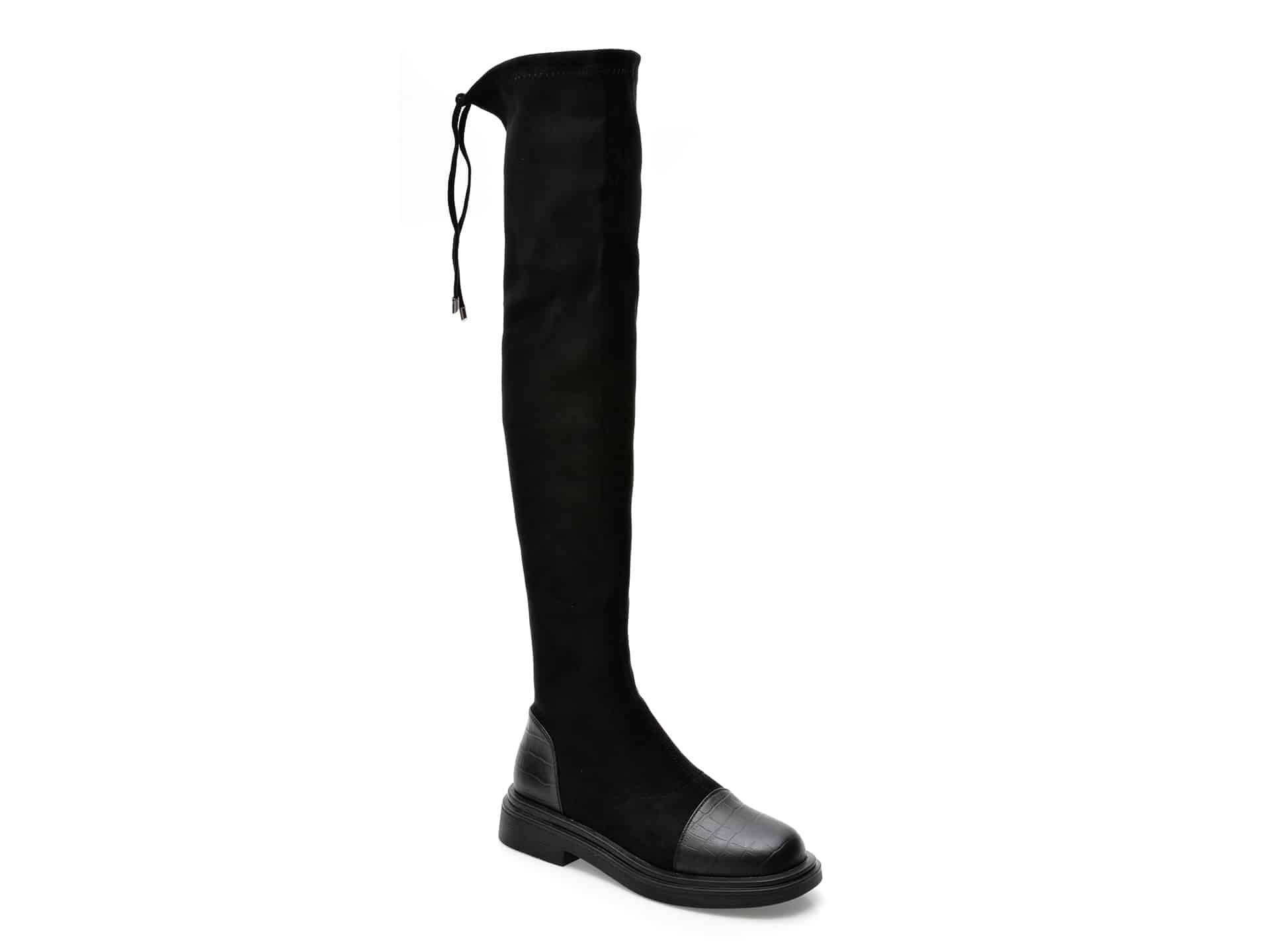 Cizme FLAVIA PASSINI negre, 92021, din material textil si piele naturala