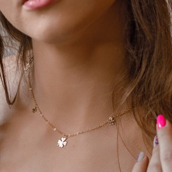 Colier colectia Fairyland – Lucky clover – Argint 925 placat cu Aur Galben si Roz 18K