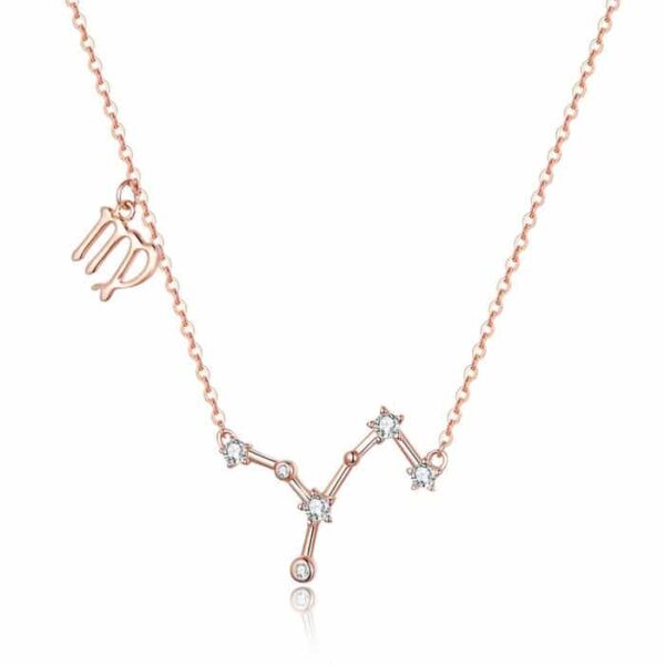Colier din argint cu Constelatia Fecioara rose gold