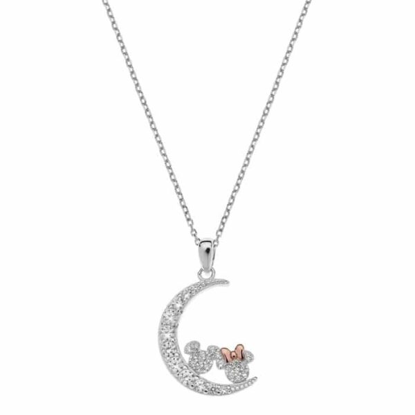 Colier Disney Moon cu Minnie si Mickey Mouse – Argint 925 si Cubic Zirconia