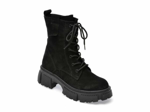 Ghete IMAGE negre, 238201, din piele intoarsa