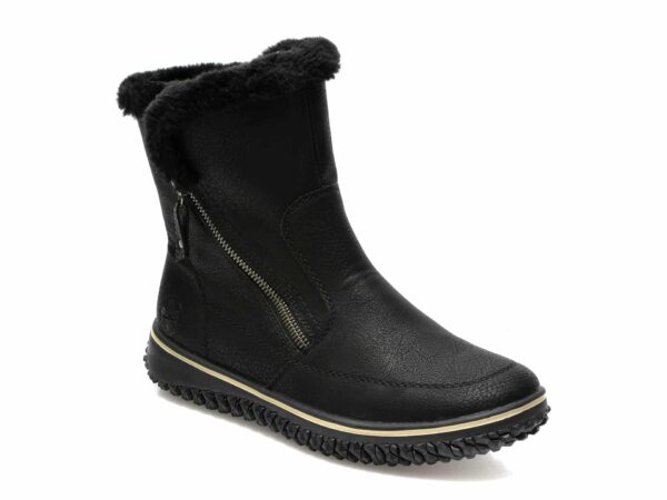 Ghete RIEKER negre, Z4281, din piele ecologica