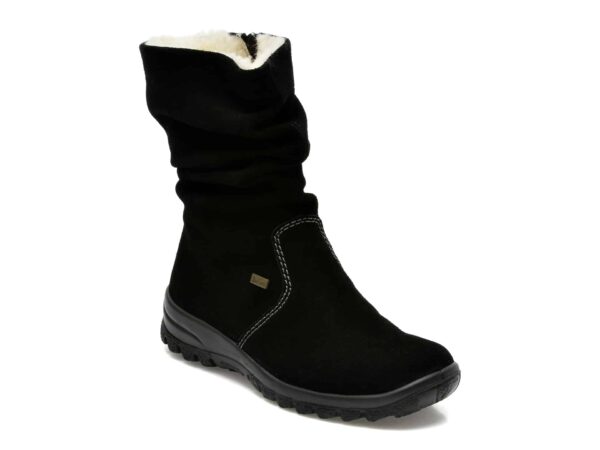 Ghete RIEKER negre, Z7171, din piele intoarsa
