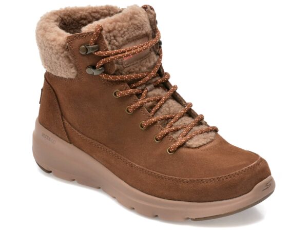 Ghete SKECHERS maro, GLACIAL ULTRA, din piele intoarsa