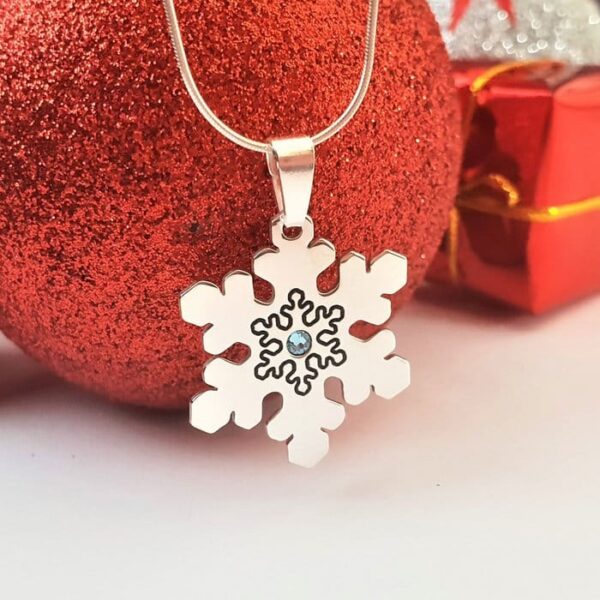 Lantisor cu pandantiv personalizat de Craciun – Cristal de gheata – model decupat -Argint 925 – cristal Swarovski