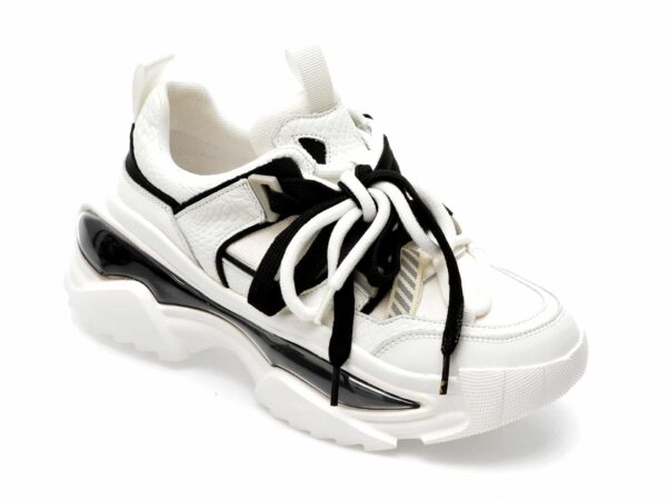 Pantofi EPICA albi, 2288, din material textil si piele naturala