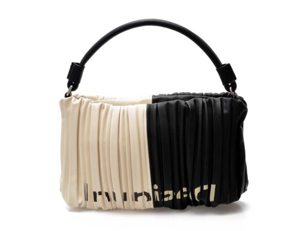 Poseta DESIGUAL alb-negru, WAXPAQ, din piele ecologica