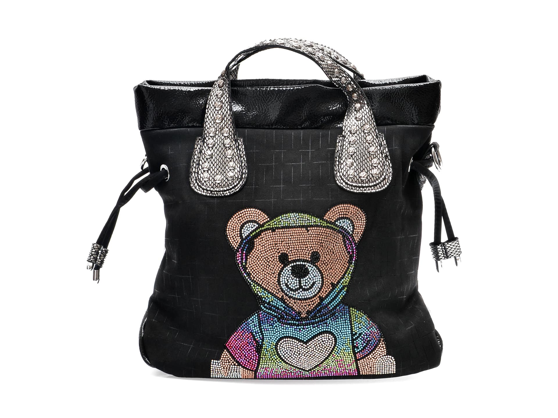 Poseta FLAVIA PASSINI neagra, 634450, din piele ecologica si material textil