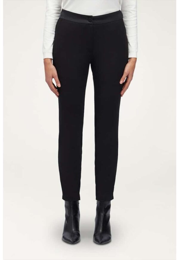 Pantaloni chino cu insertii din satin