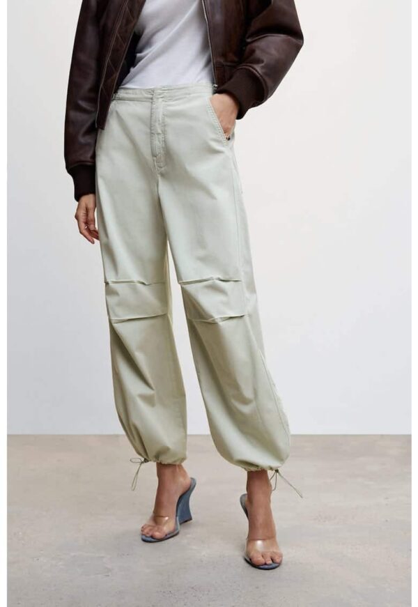 Pantaloni cu croiala dreapta si snur de ajustare