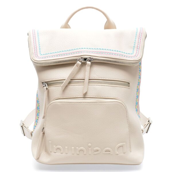 Rucsac DESIGUAL alb, SAKP33, din piele ecologica