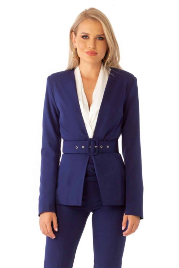 Sacou office Pretty Girl bleumarin cu accesoriu curea