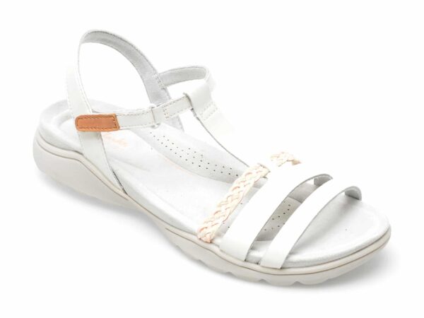 Sandale CLARKS albe, AMANDA TEALITE 0912, din piele naturala