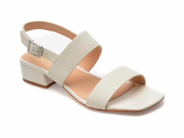 Sandale CLARKS albe, SEREN25 STRAP 13-N, din piele naturala