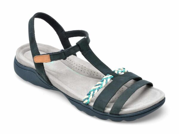 Sandale CLARKS bleumarin, AMANDA TEALITE 0912, din nabuc