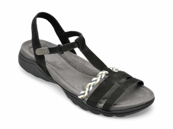 Sandale CLARKS negre, AMANDA TEALITE 0912, din nabuc