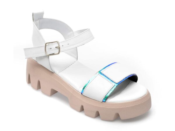 Sandale LABOUR albe, 214583, din piele naturala