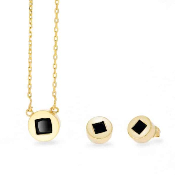 Set colier si cercei – Golden Capsule – placat cu aur 18K
