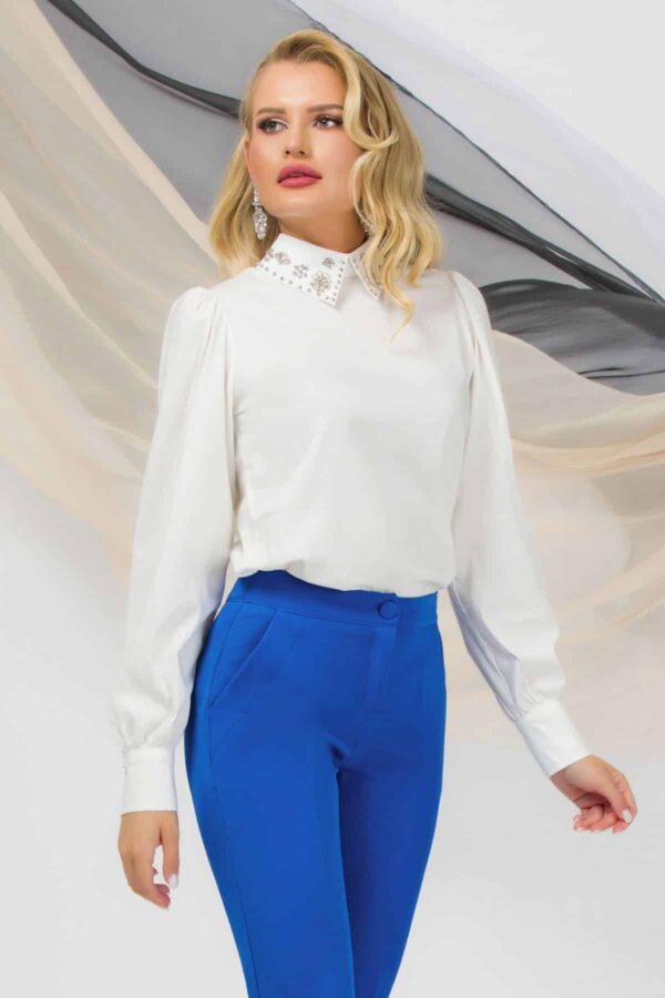 Bluza eleganta Pretty Girl cu guler detasabil si aplicatii din cristale