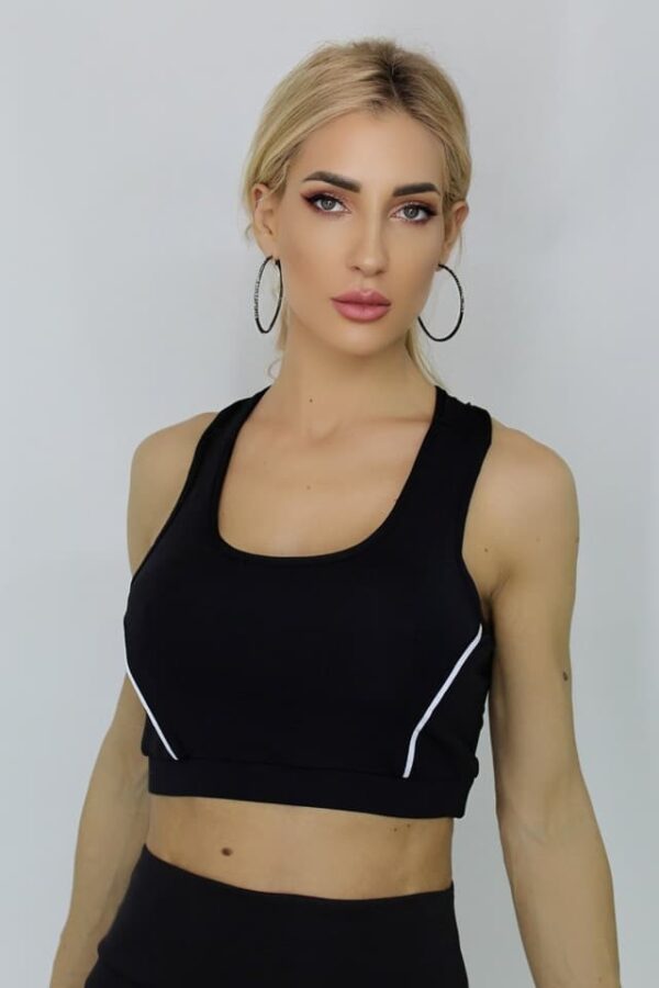 Bluza fitness Ruby Top, cu dunga alba laterala