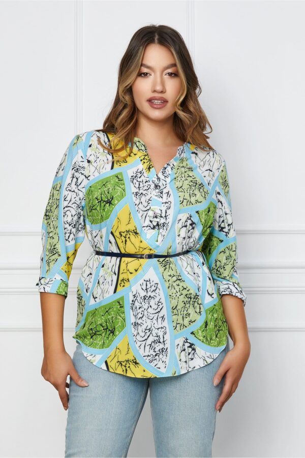 Bluza Vanessa cu imprimeu galben si verde