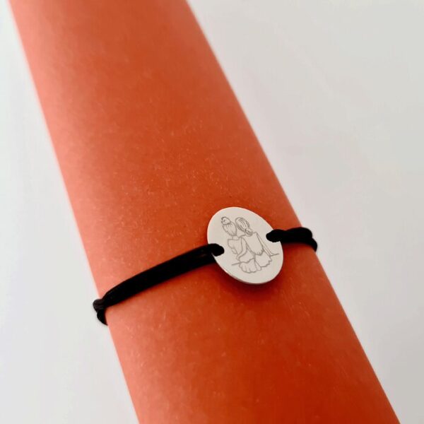 Bratara 2 surori / prietene – banut 12 mm – Aur Alb 14K – snur reglabil