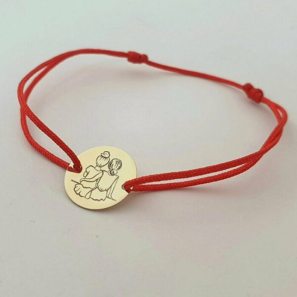 Bratara 2 surori / prietene – banut 12 mm – Aur Galben 14K – snur reglabil