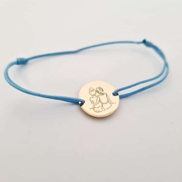 Bratara 2 surori / prietene – banut 15 mm – Aur Galben 14K – snur reglabil