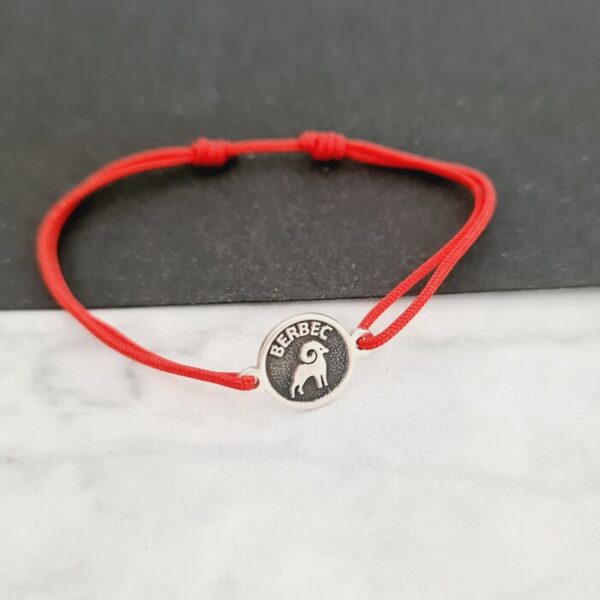 BRATARA ARGINT BERBEC – SNUR ROSU