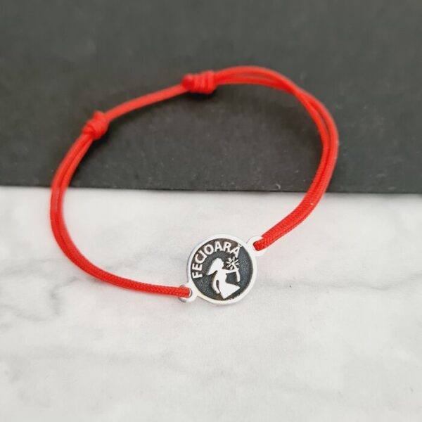 BRATARA ARGINT FECIOARA – SNUR ROSU