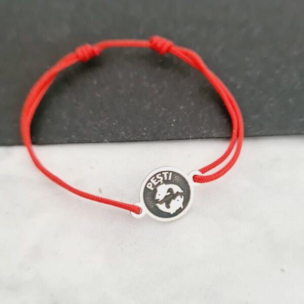 BRATARA ARGINT PESTI – SNUR ROSU