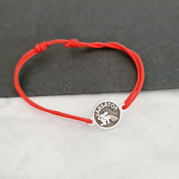 BRATARA ARGINT VARSATOR – SNUR ROSU