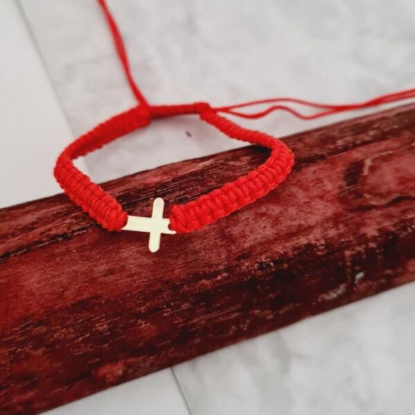 Bratara Cruciulita – Aur Galben 9K – snur impletit reglabil