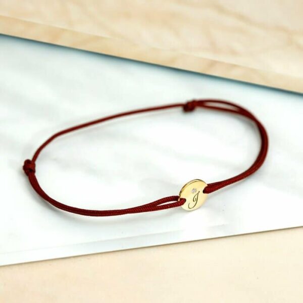 Bratara cu Diamant natural – Model banut – Aur Galben/Roz/Alb 14K si snur reglabil