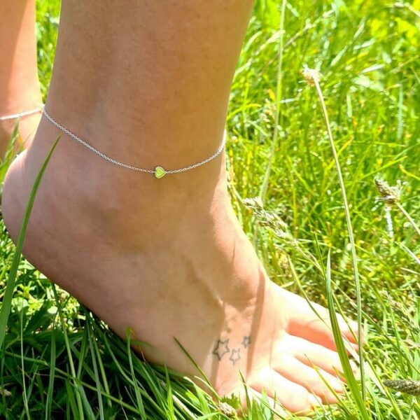 Bratara de picior – Vara asta ma indragostec – Element inima – Argint 925 – Lantisor realizat pe marimi